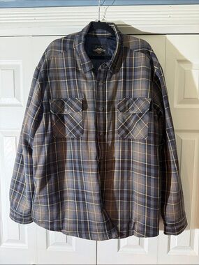 Harley-Davidson Men's Navy and Tan Plaid Riding Jacket